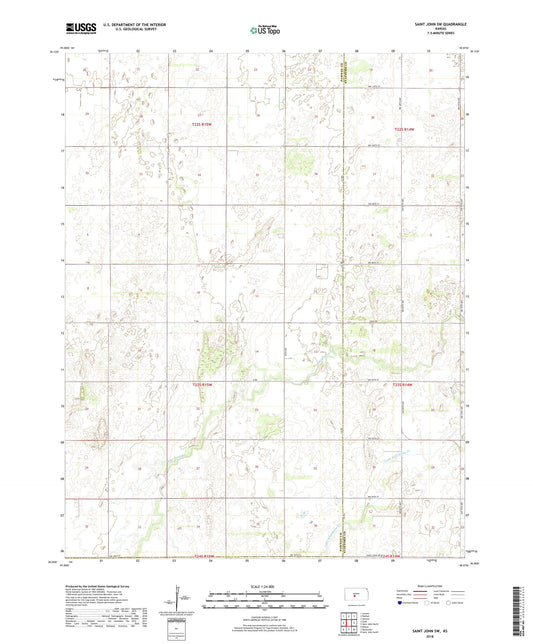 Saint John SW Kansas US Topo Map Image