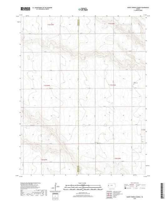 Sainte Theresa Church Kansas US Topo Map Image