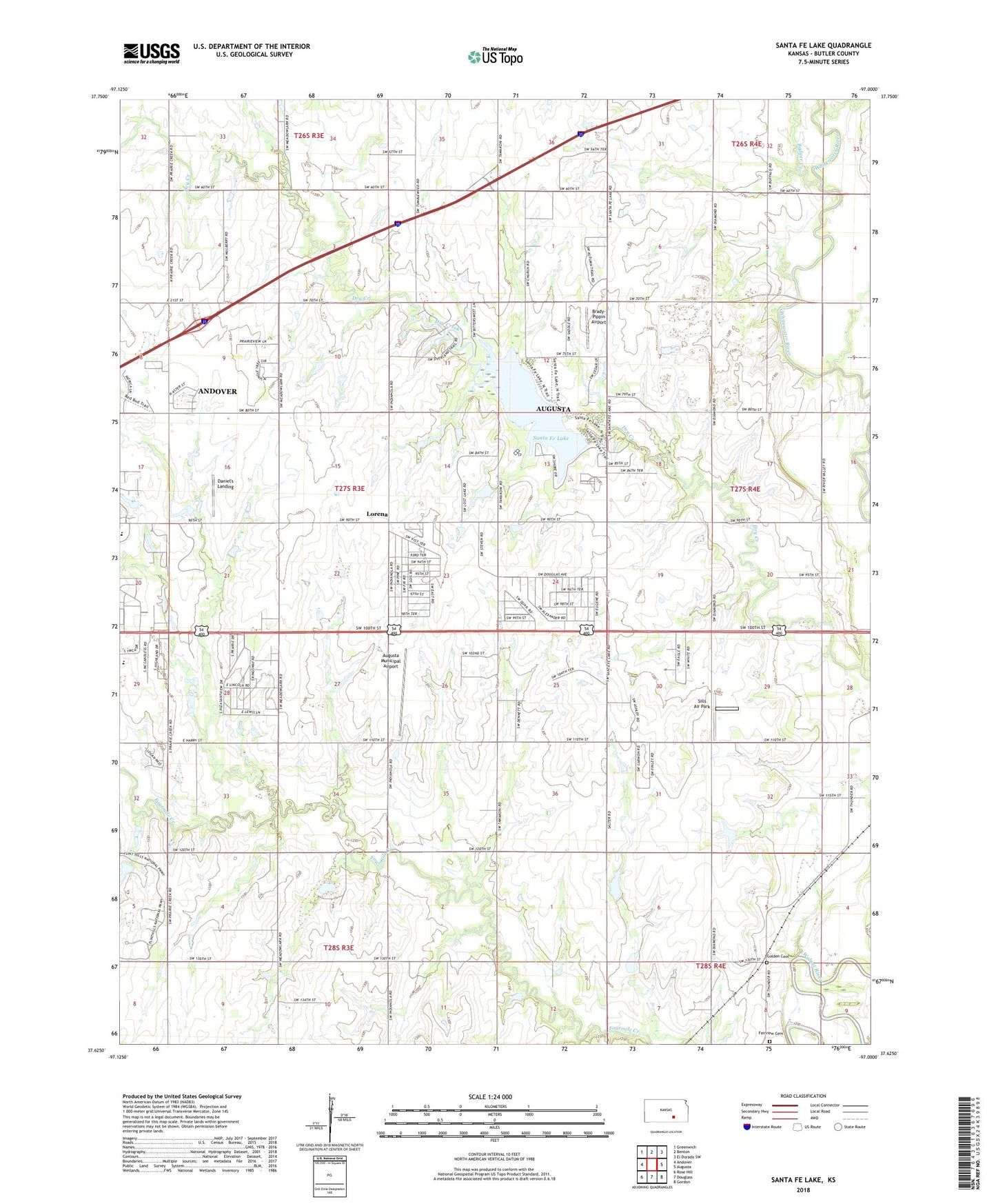 Santa Fe Lake Kansas US Topo Map Image