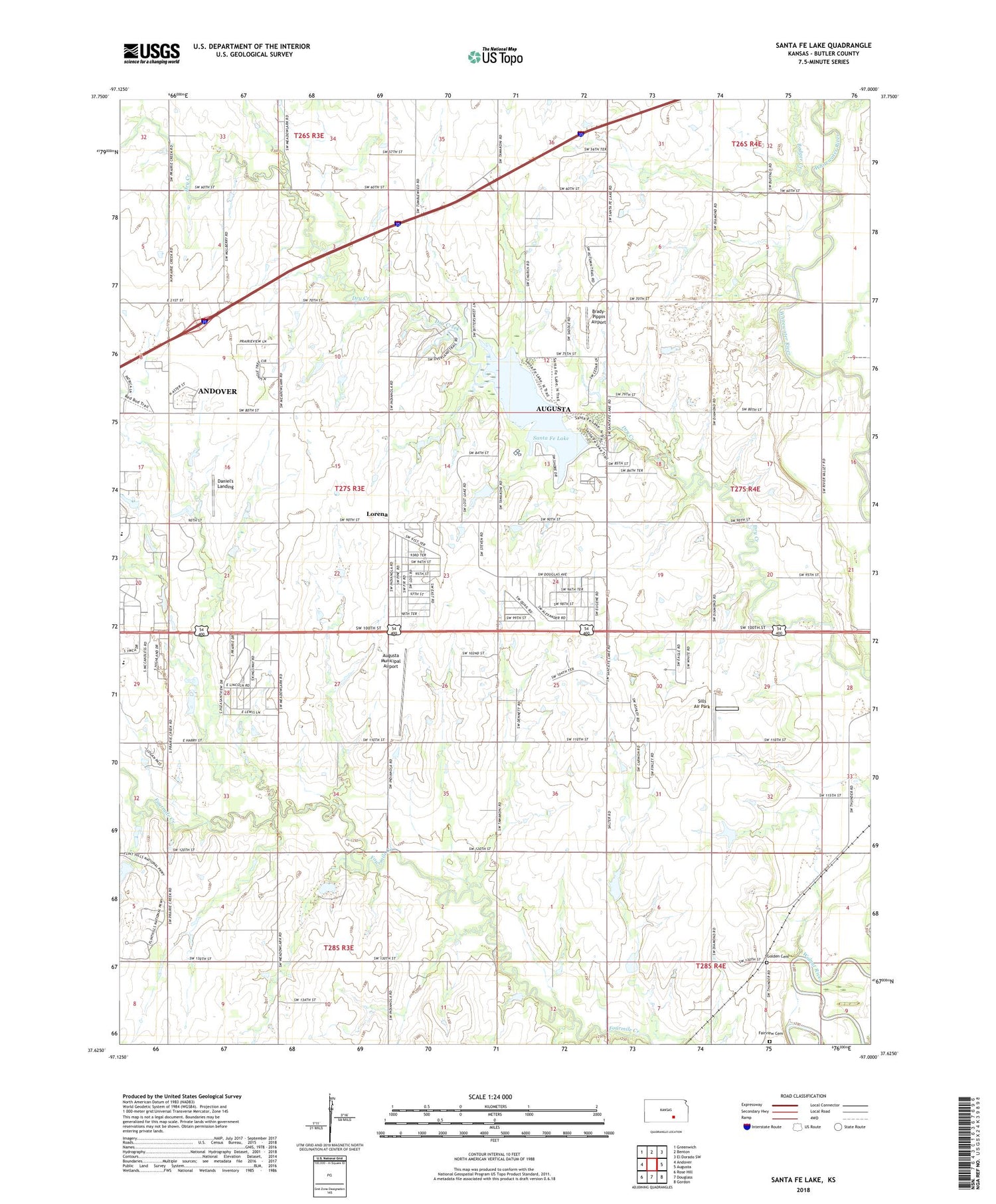 Santa Fe Lake Kansas US Topo Map Image