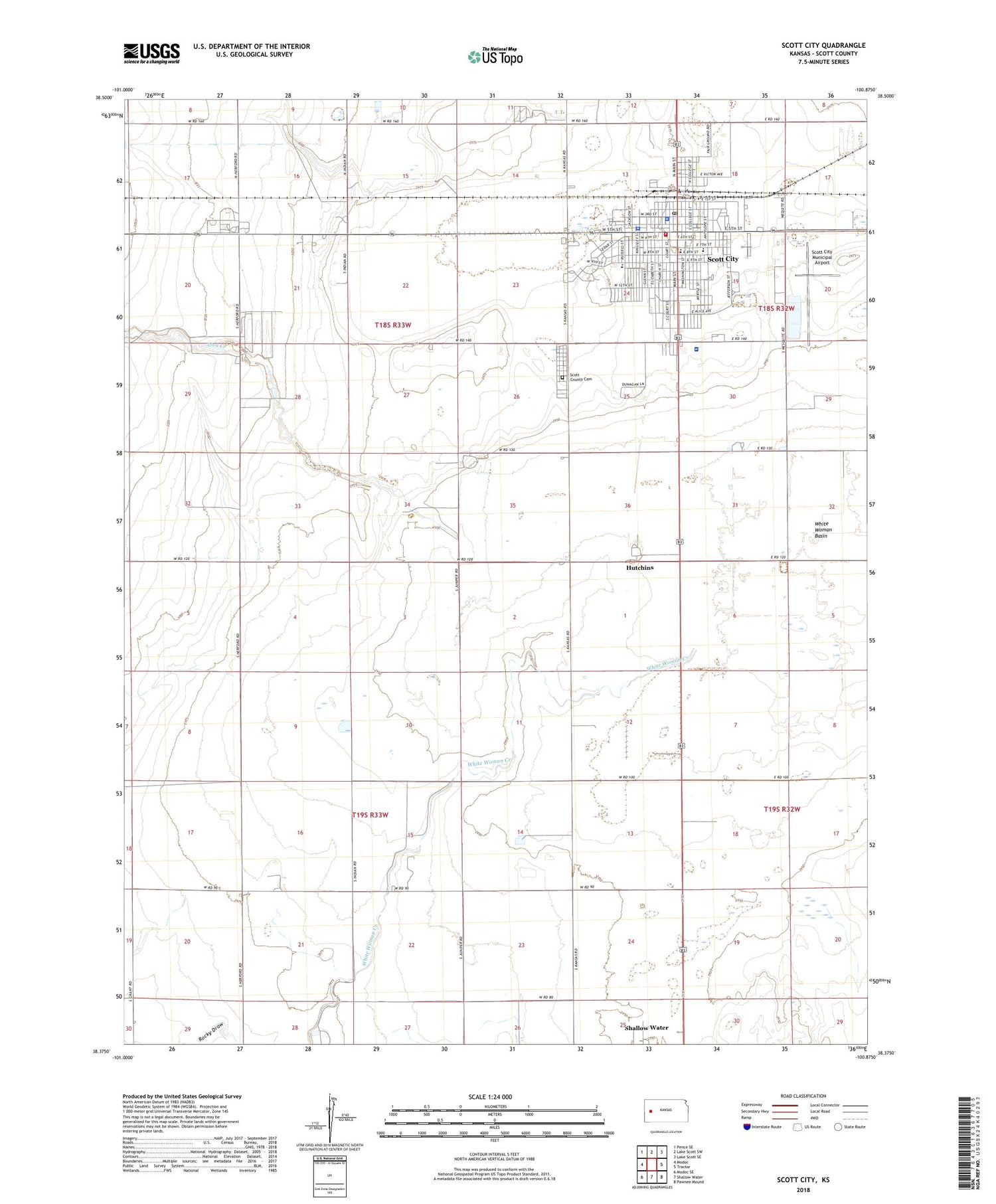 Scott City Kansas US Topo Map Image
