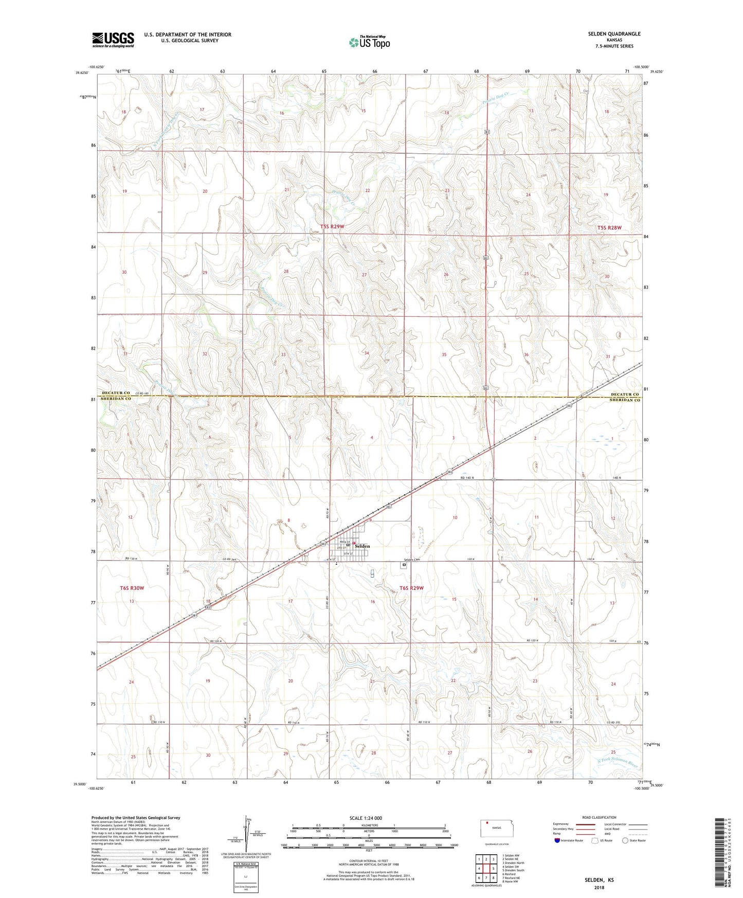 Selden Kansas US Topo Map Image