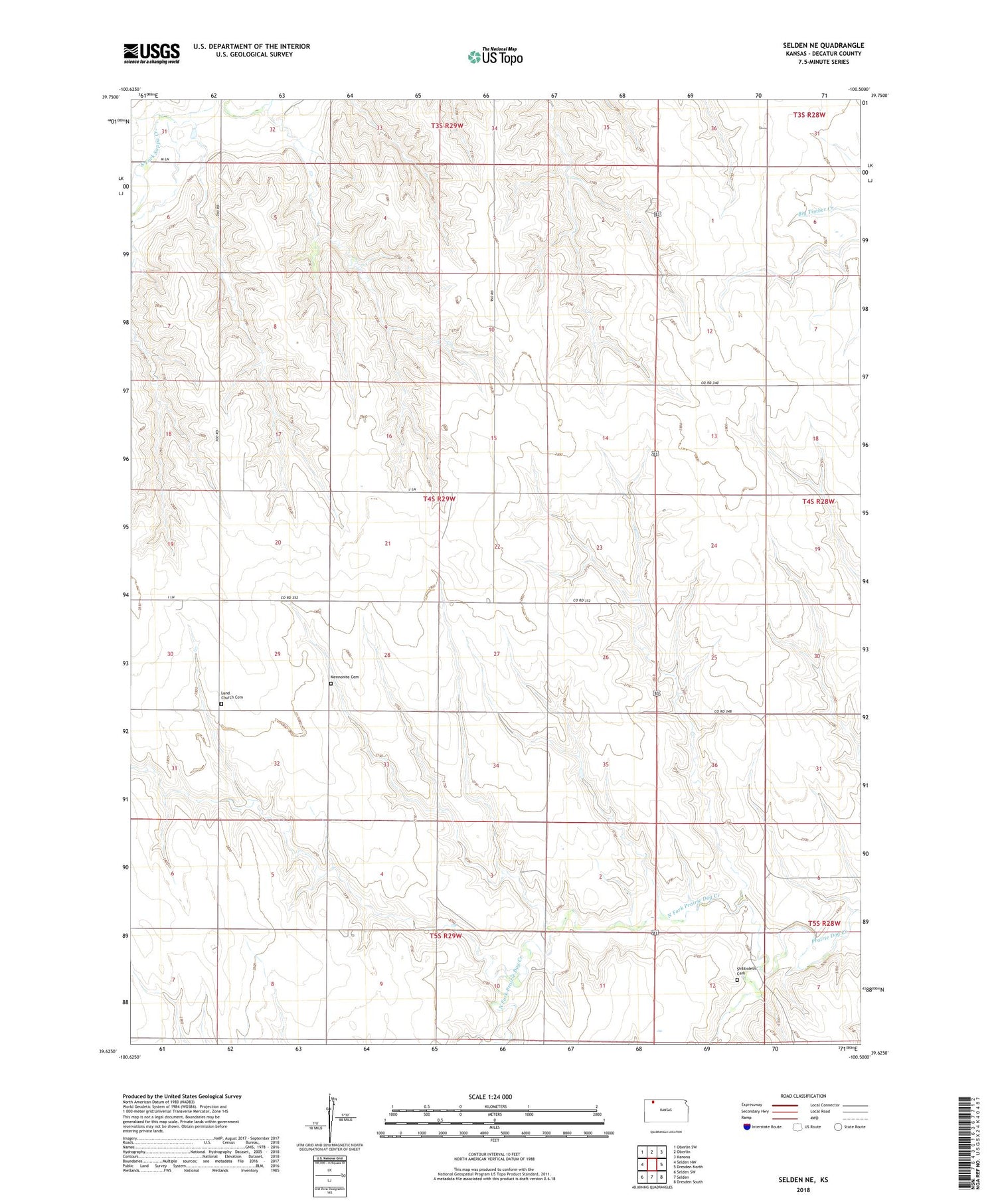 Selden NE Kansas US Topo Map Image