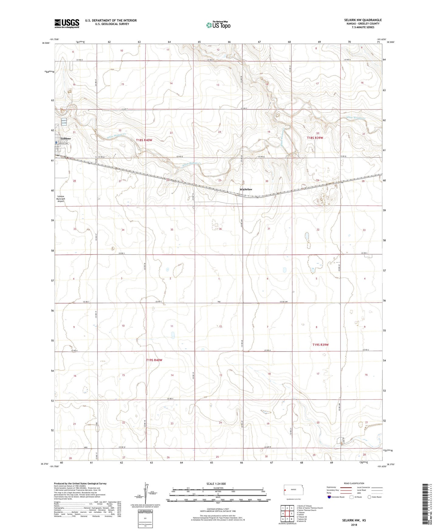 Selkirk NW Kansas US Topo Map Image