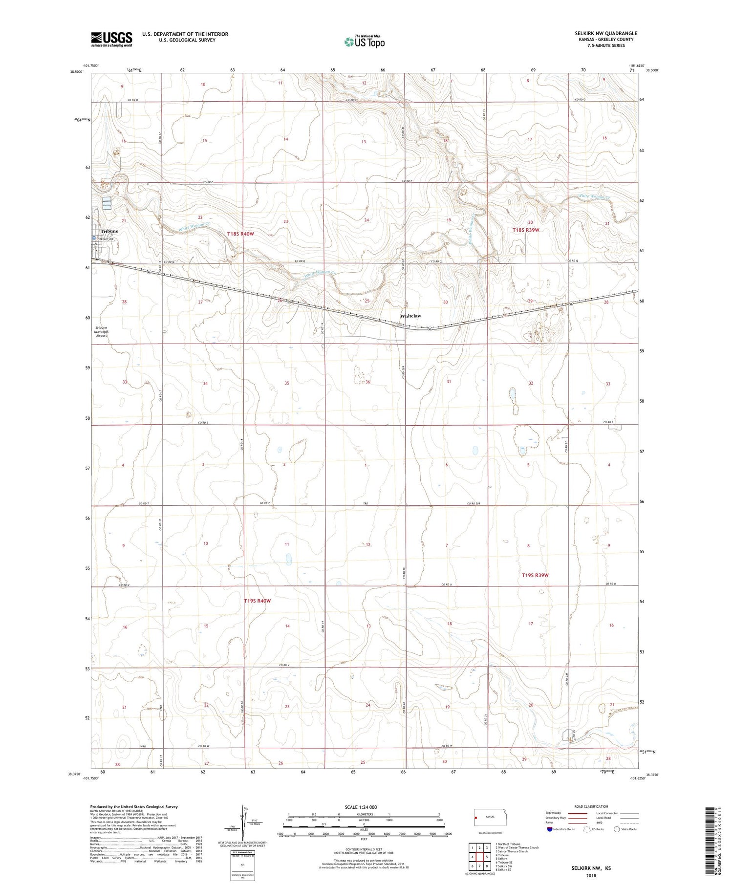 Selkirk NW Kansas US Topo Map Image