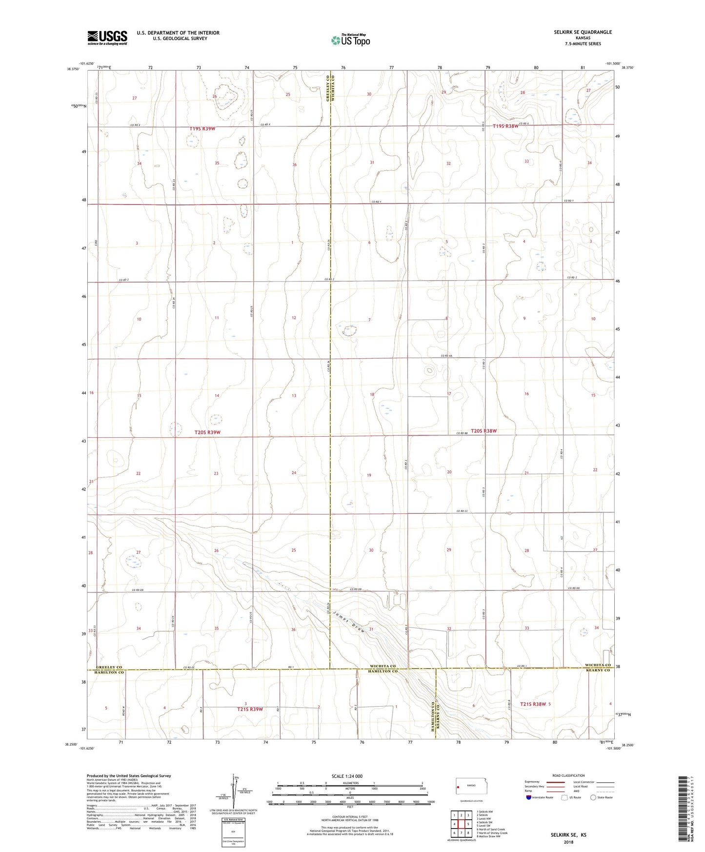 Selkirk SE Kansas US Topo Map Image