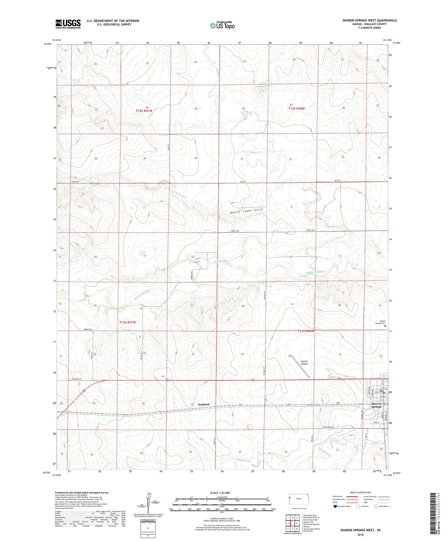 Sharon Springs West Kansas US Topo Map Image
