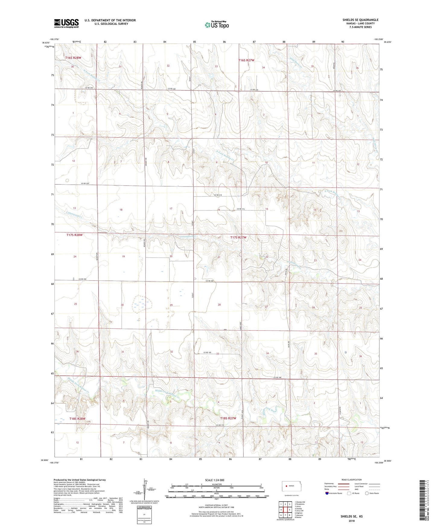 Shields SE Kansas US Topo Map Image