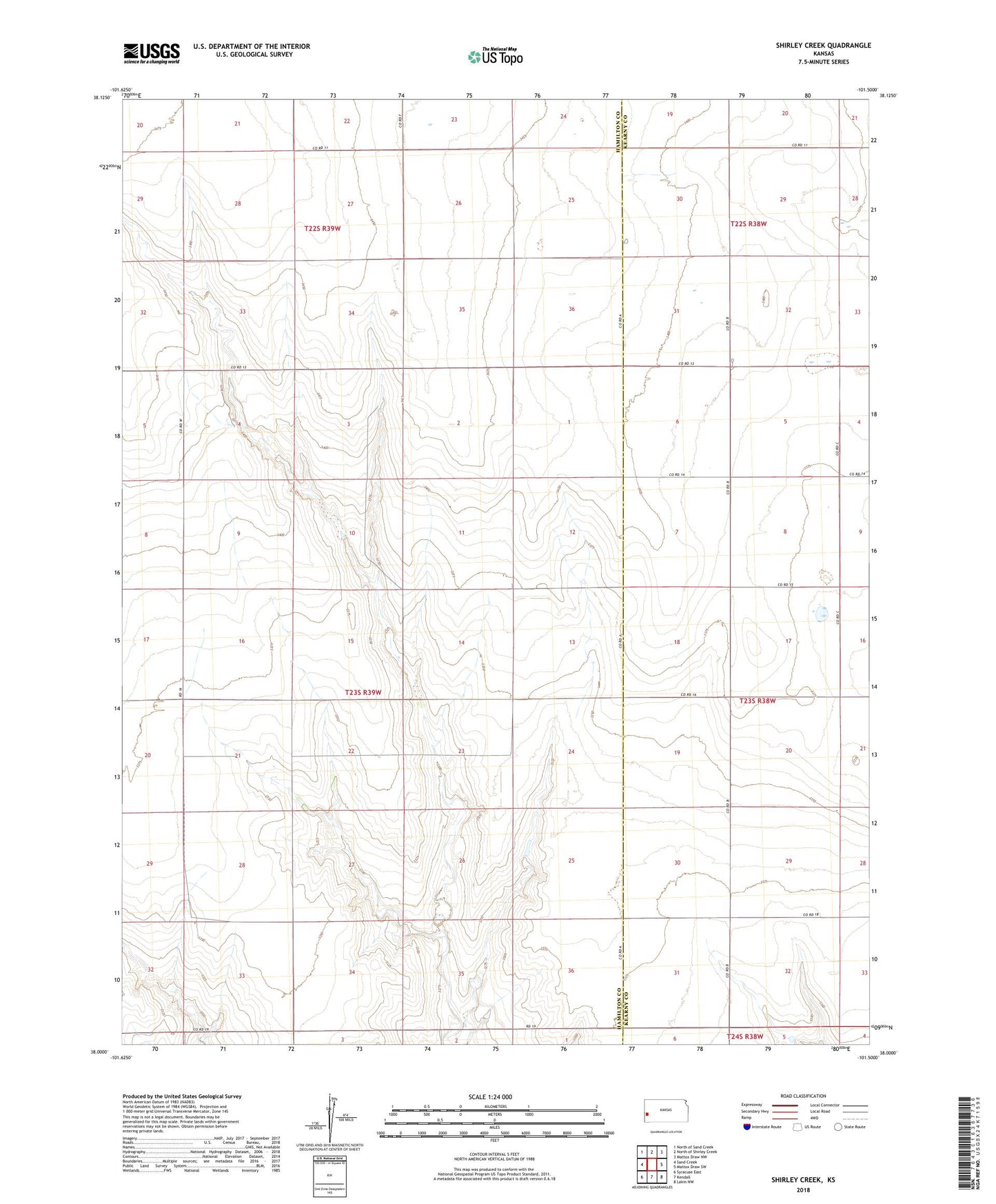 Shirley Creek Kansas US Topo Map Image