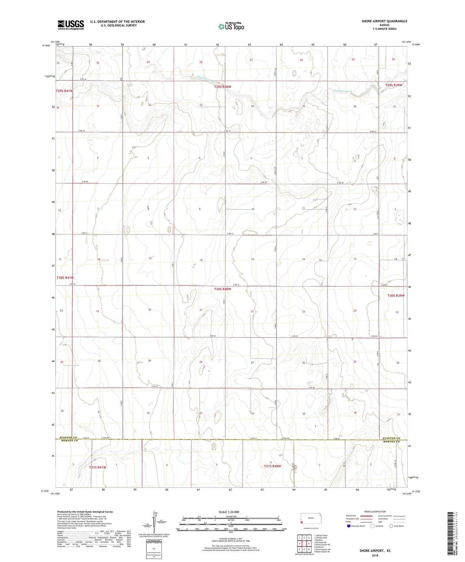 Shore Airport Kansas US Topo Map Image