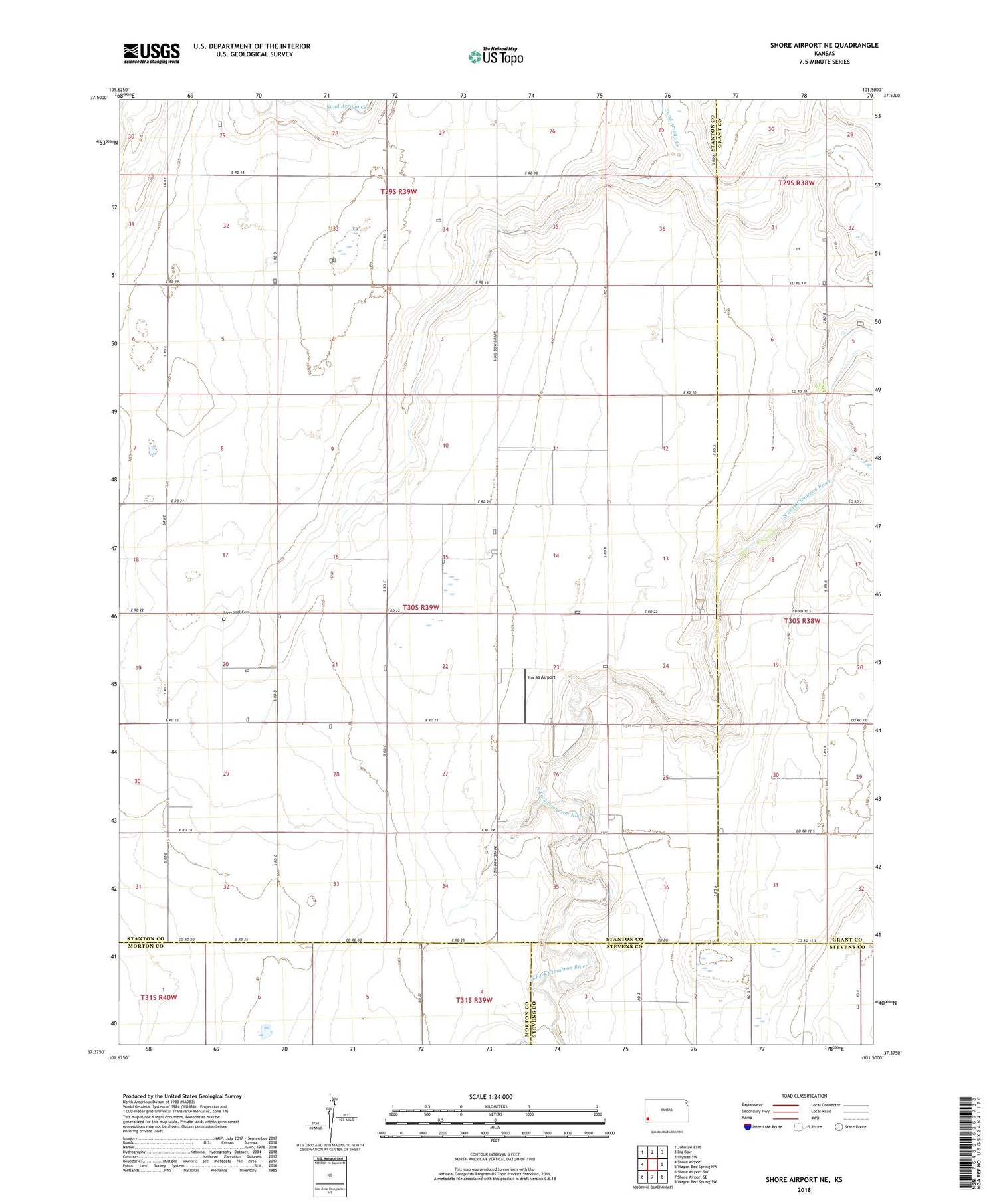 Shore Airport NE Kansas US Topo Map Image