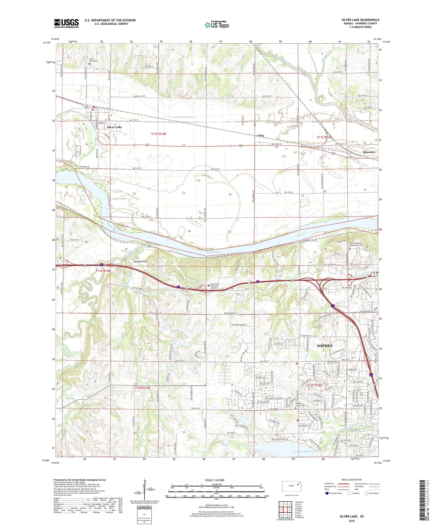 Silver Lake Kansas US Topo Map Image