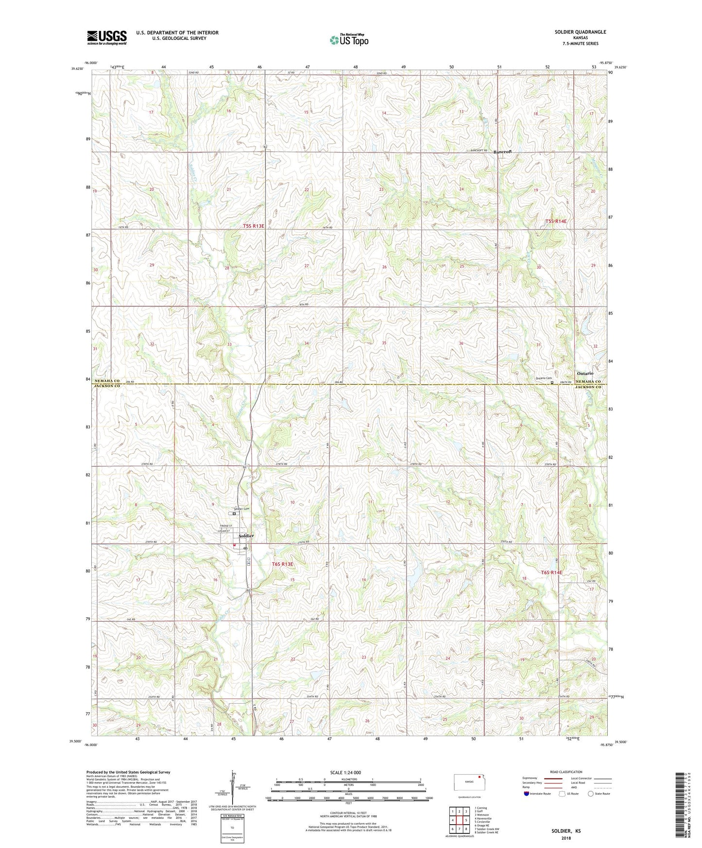 Soldier Kansas US Topo Map Image