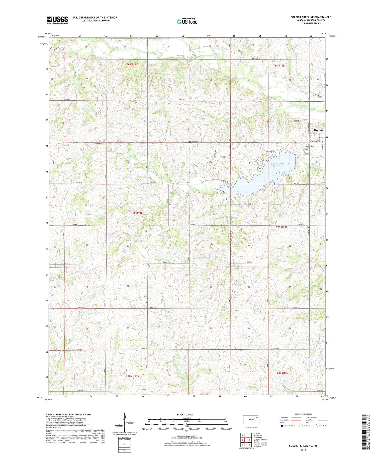 Soldier Creek NE Kansas US Topo Map Image
