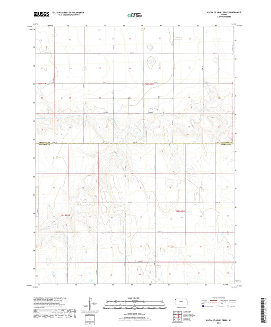 South of Drury Creek Kansas US Topo Map Image