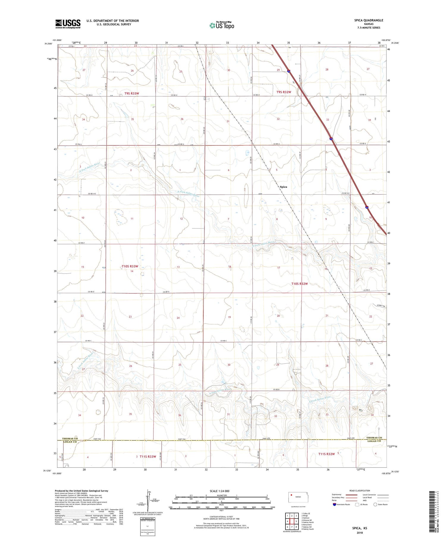 Spica Kansas US Topo Map Image