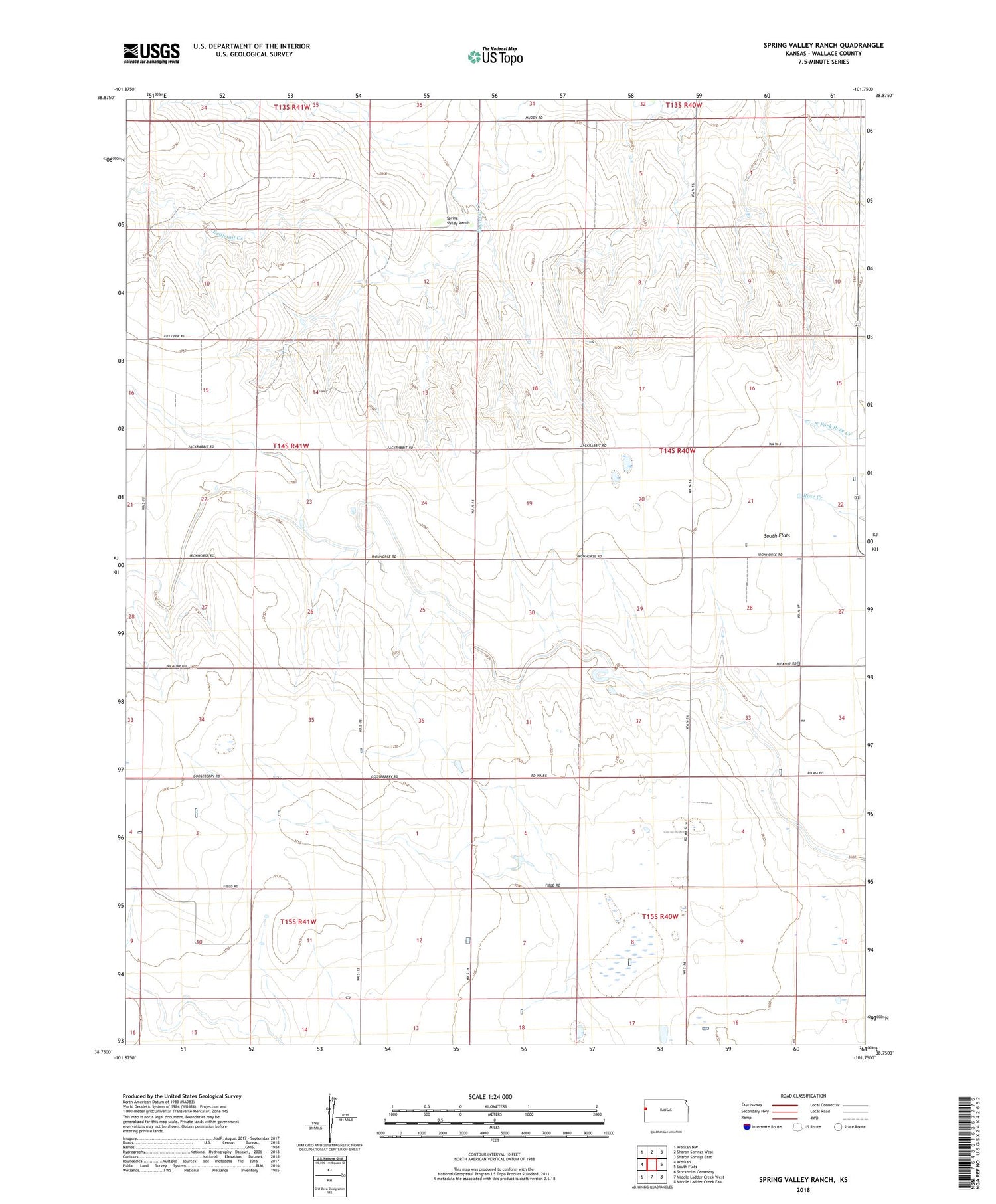 Spring Valley Ranch Kansas US Topo Map Image