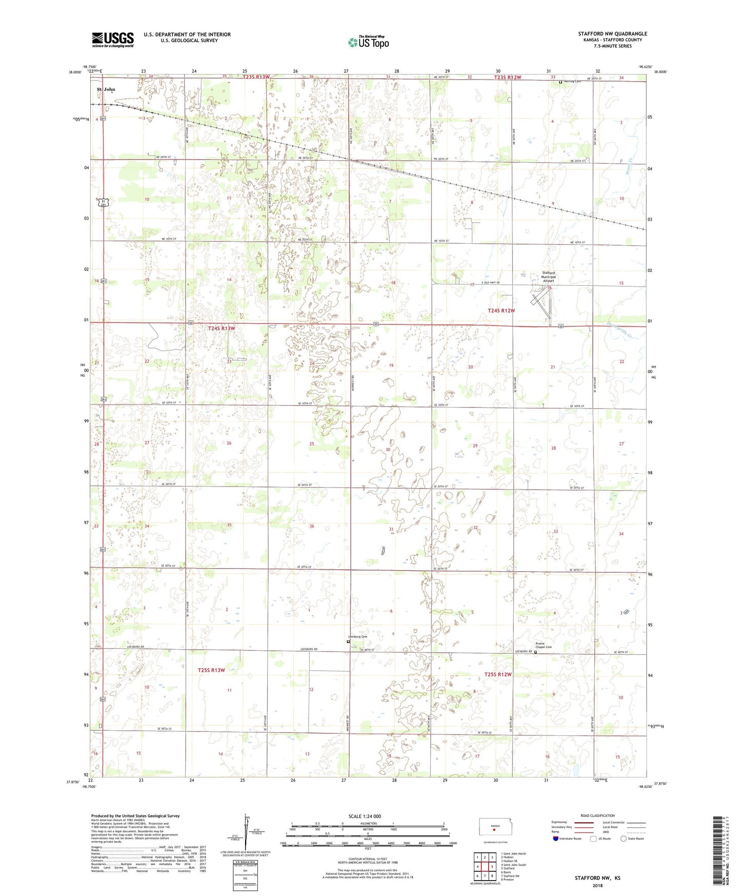 Stafford NW Kansas US Topo Map Image