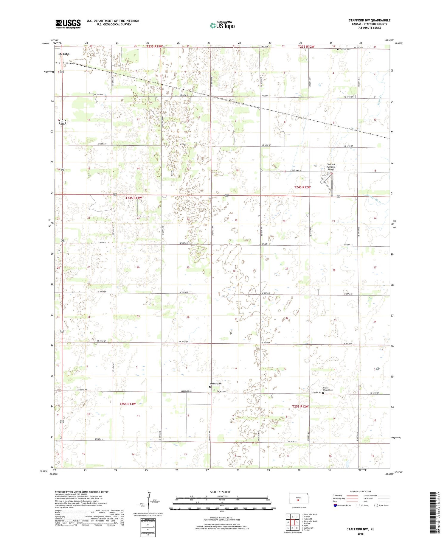 Stafford NW Kansas US Topo Map Image