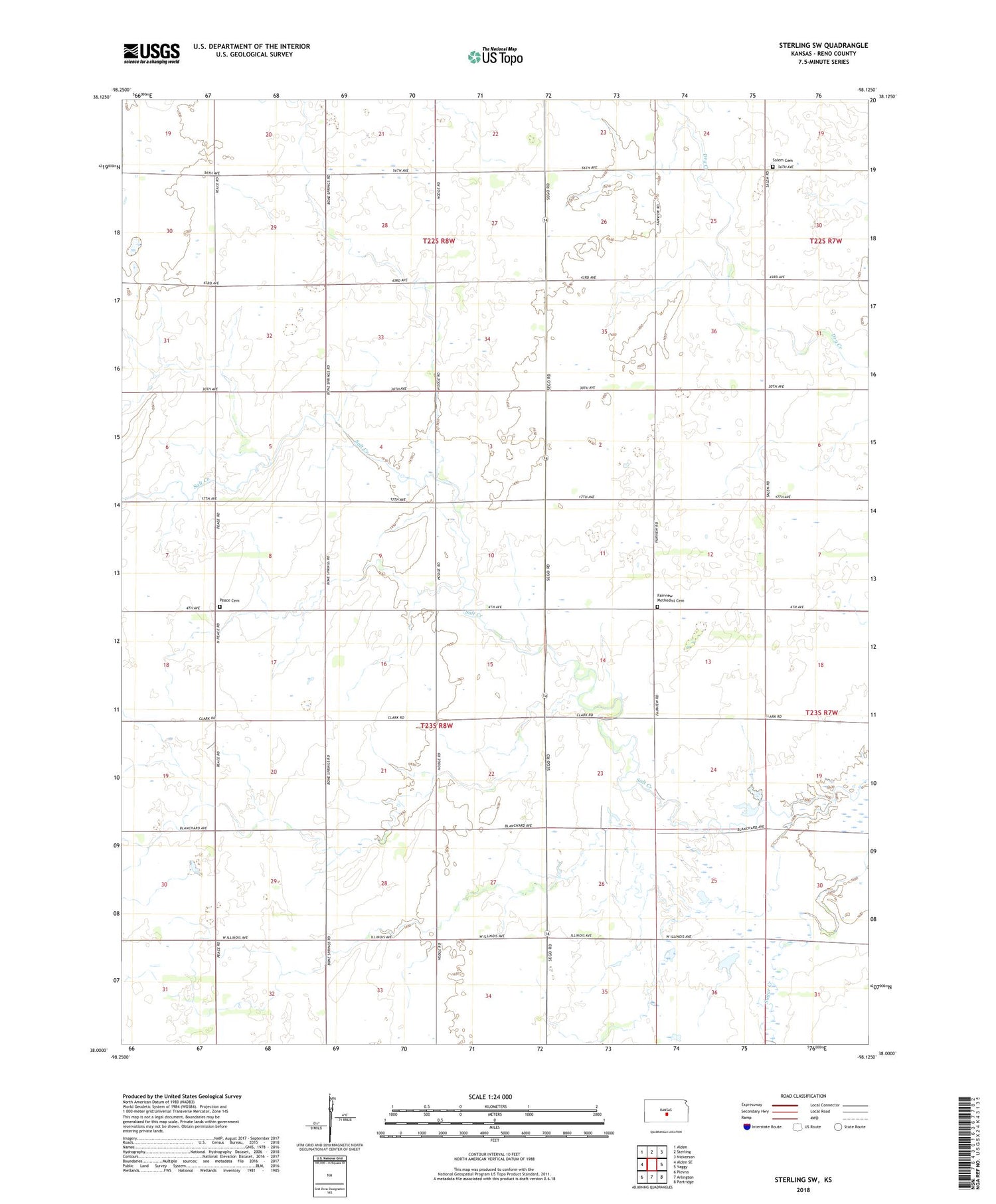 Sterling SW Kansas US Topo Map Image