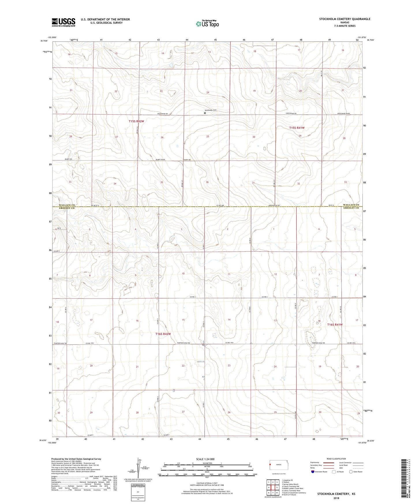 Stockholm Cemetery Kansas US Topo Map Image