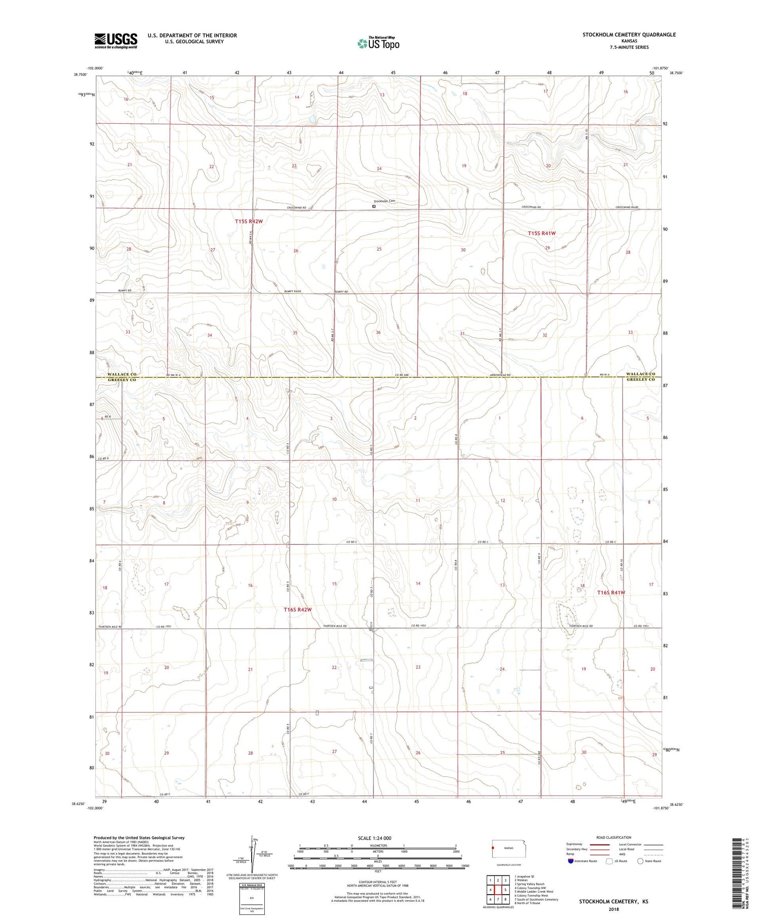 Stockholm Cemetery Kansas US Topo Map Image
