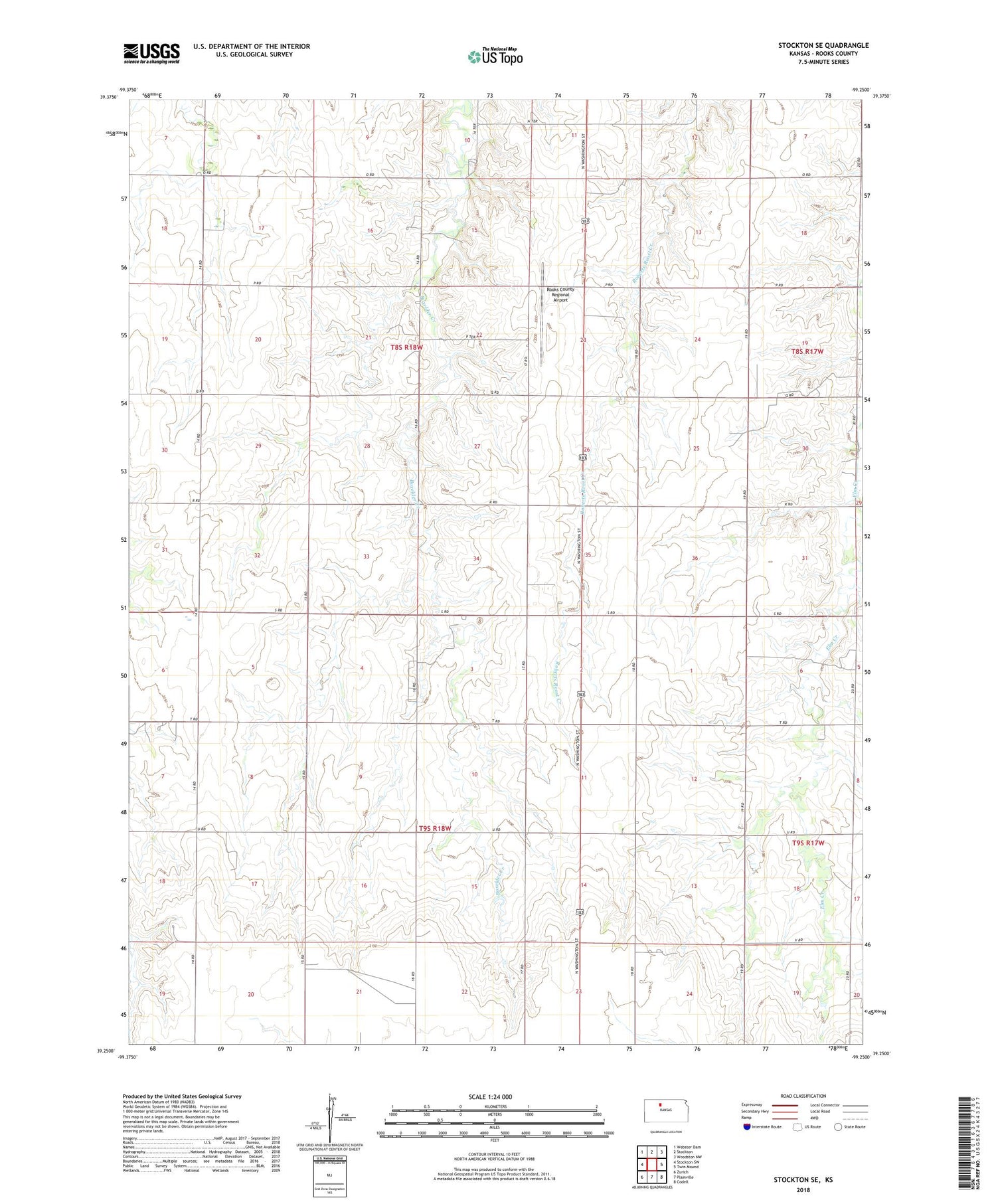 Stockton SE Kansas US Topo Map Image