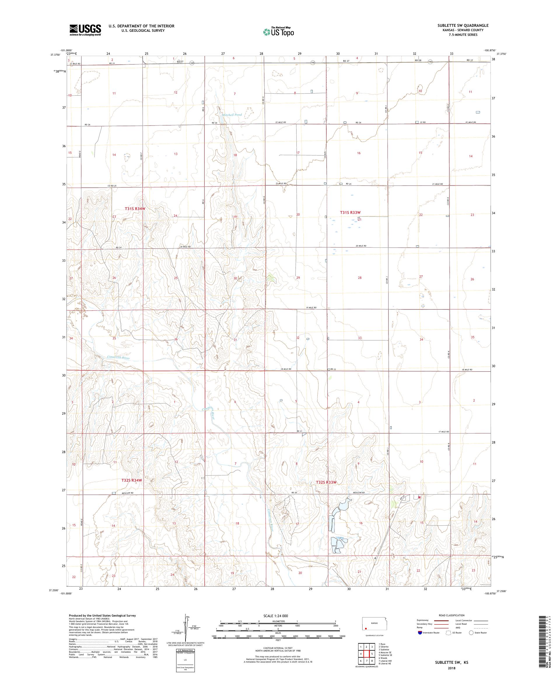 Sublette SW Kansas US Topo Map – MyTopo Map Store