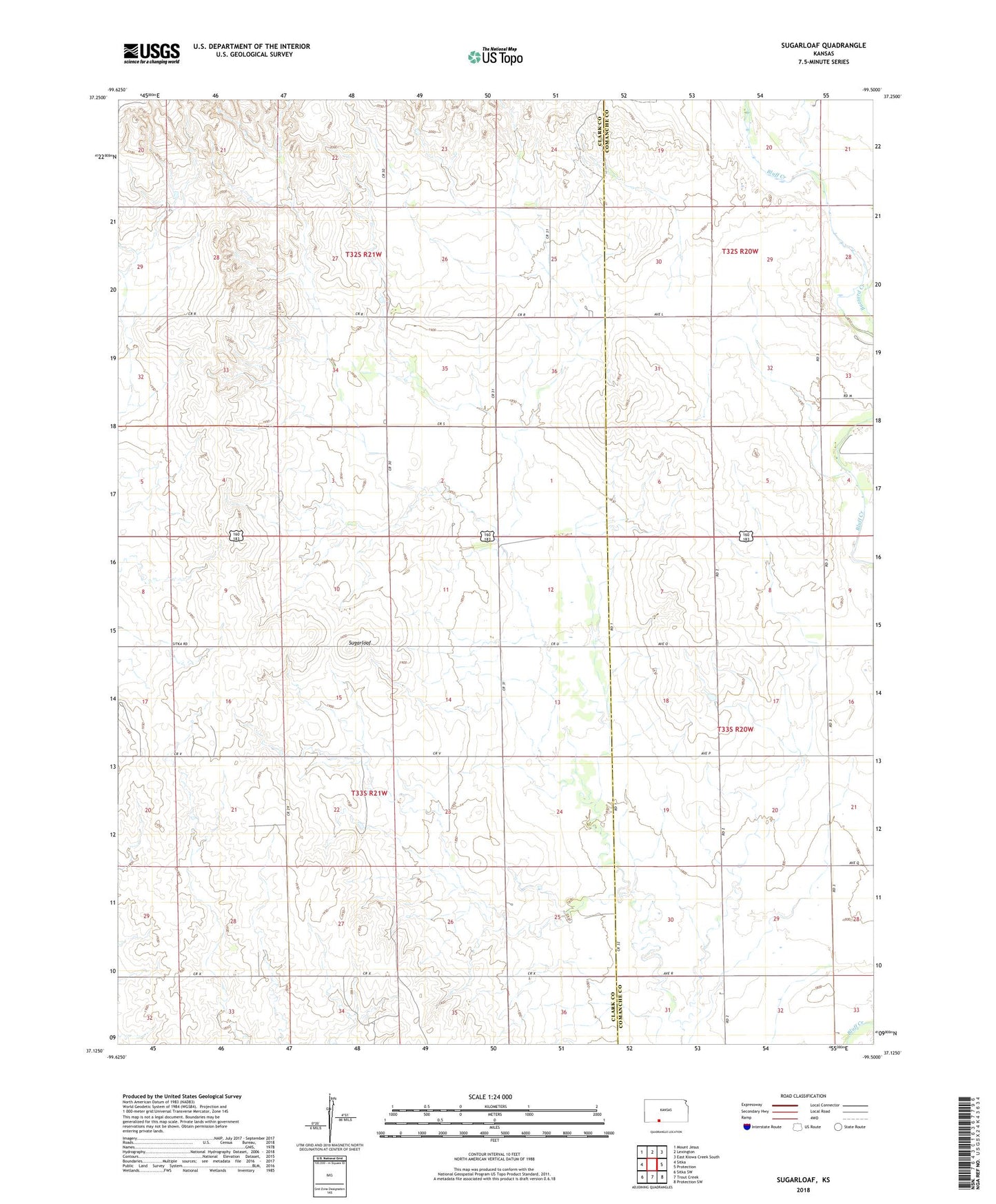 Sugarloaf Kansas US Topo Map Image