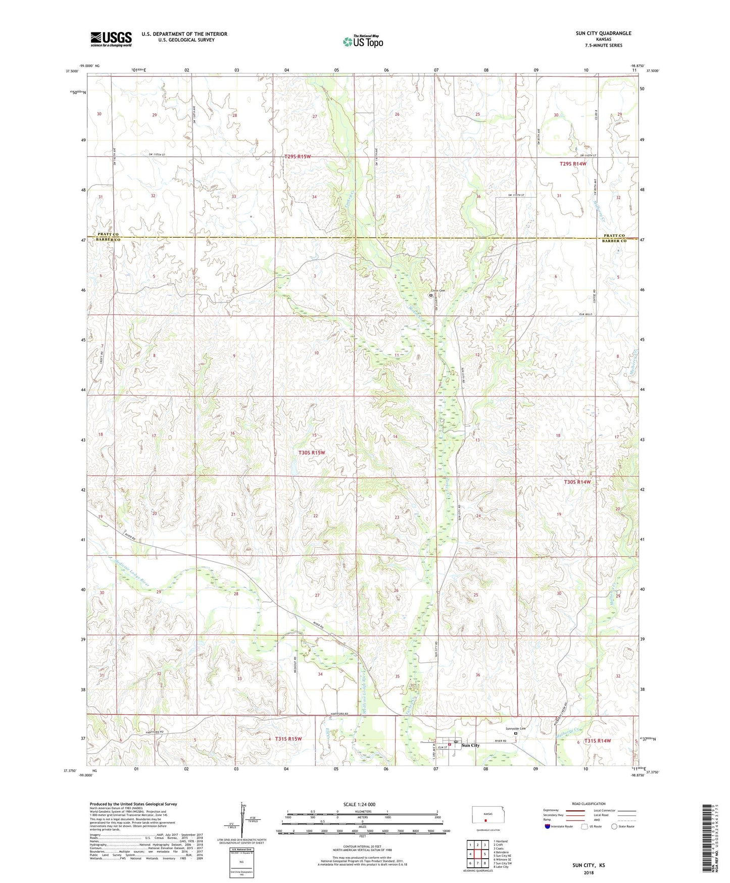 Sun City Kansas US Topo Map Image