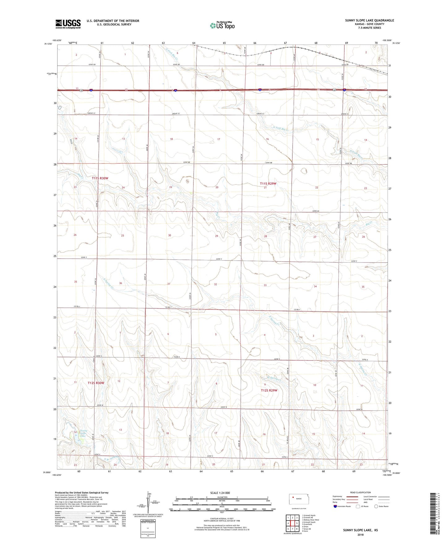 Sunny Slope Lake Kansas US Topo Map Image