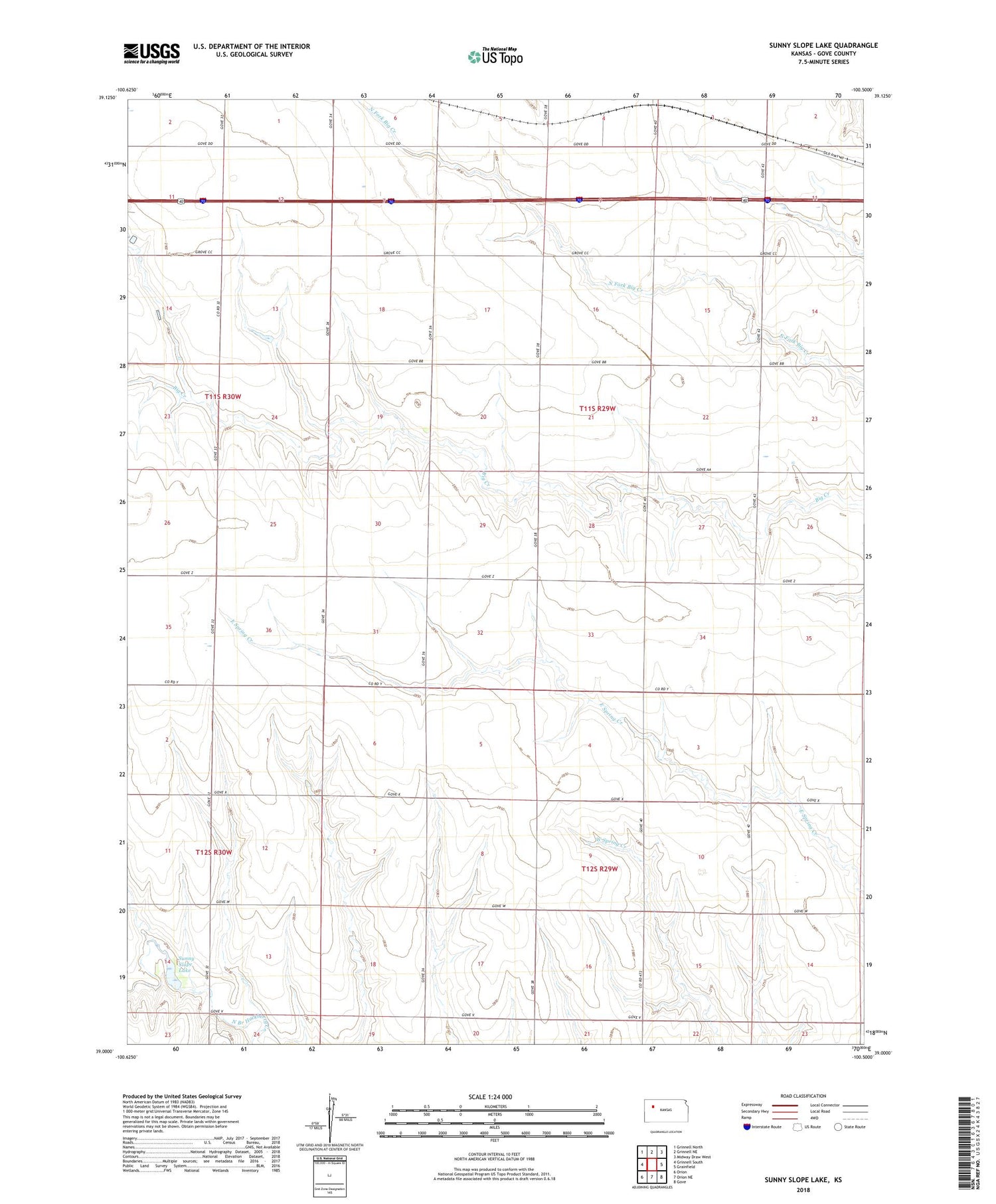 Sunny Slope Lake Kansas US Topo Map Image
