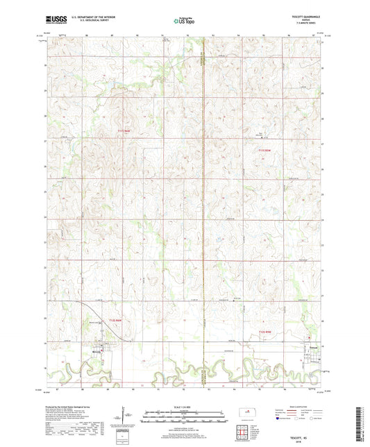 Tescott Kansas US Topo Map Image