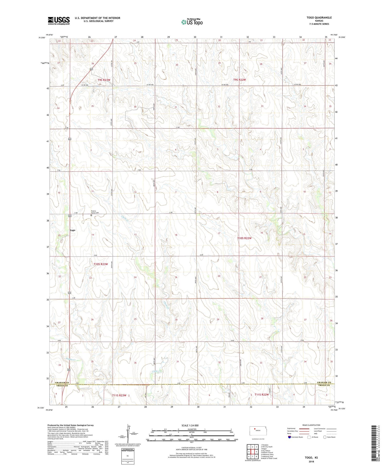 Togo Kansas US Topo Map Image