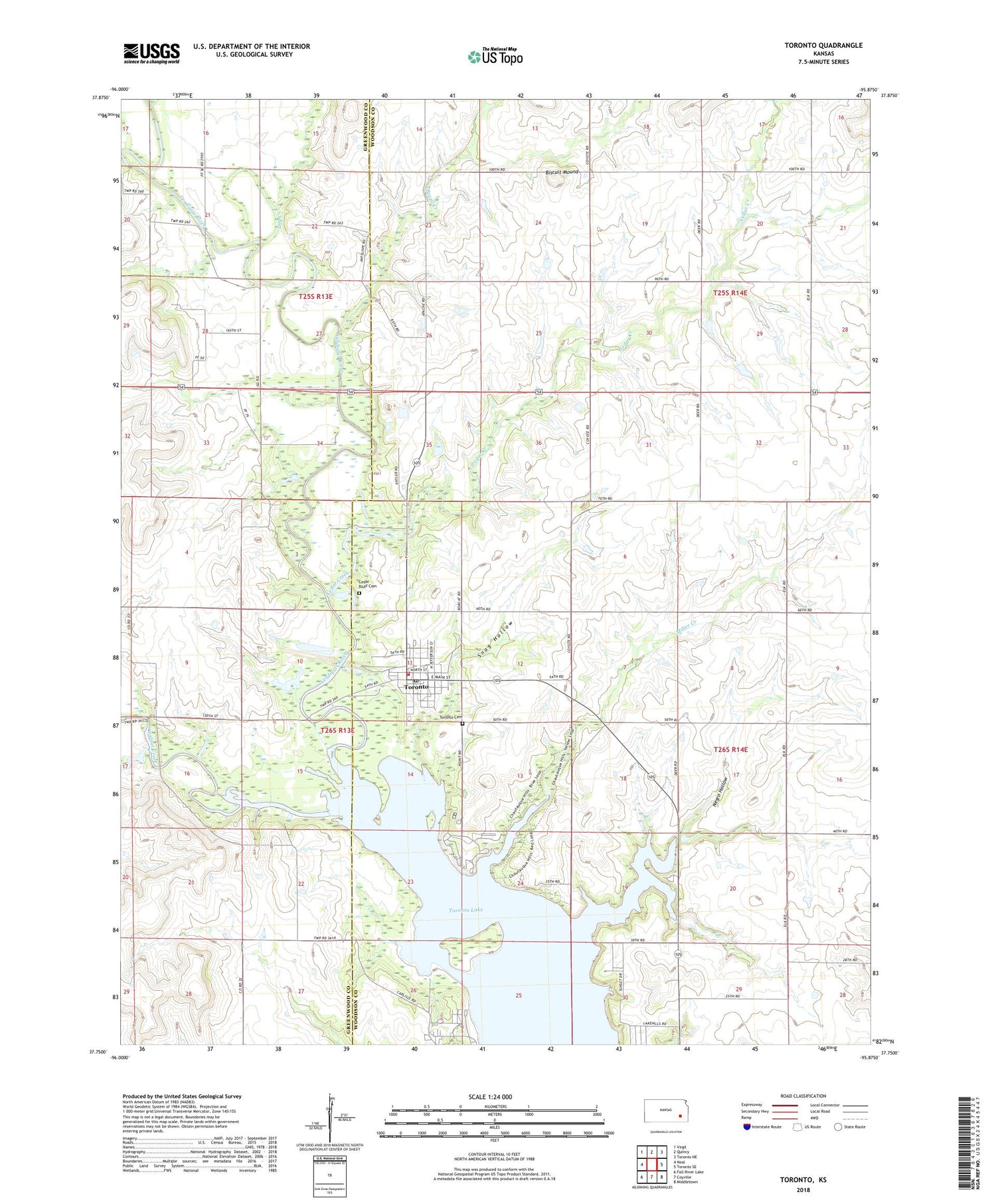 Toronto Kansas US Topo Map Image