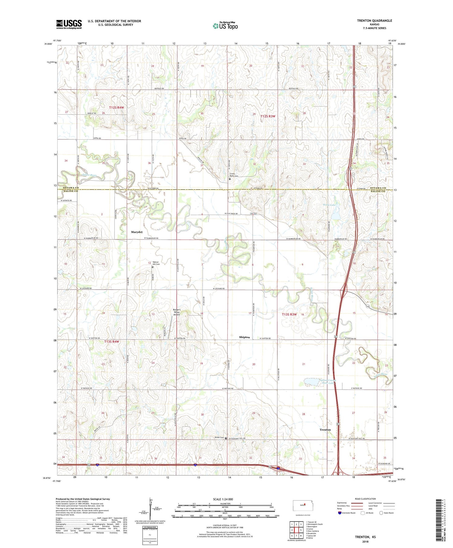 Trenton Kansas US Topo Map Image