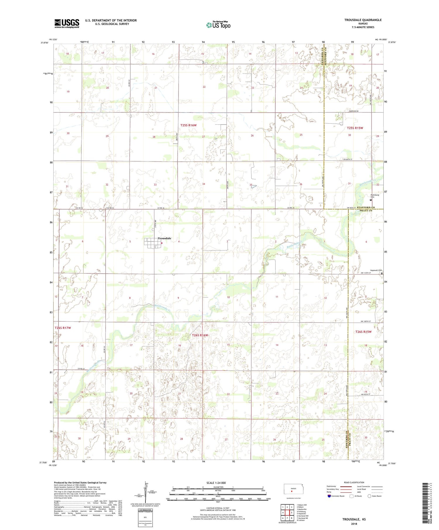 Trousdale Kansas US Topo Map Image