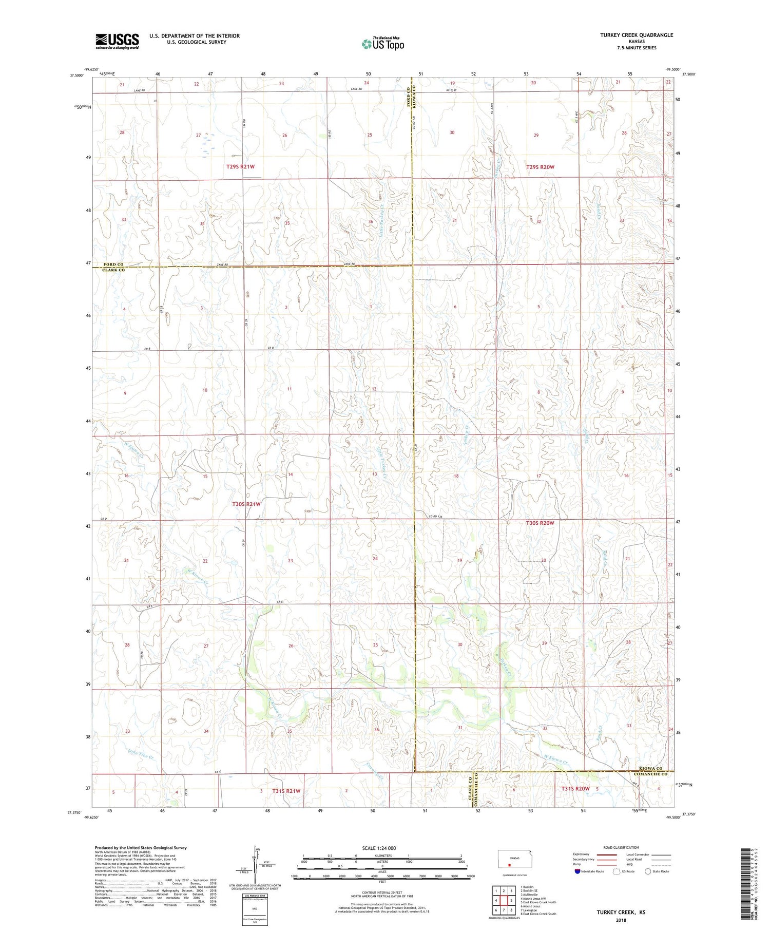 Turkey Creek Kansas US Topo Map Image