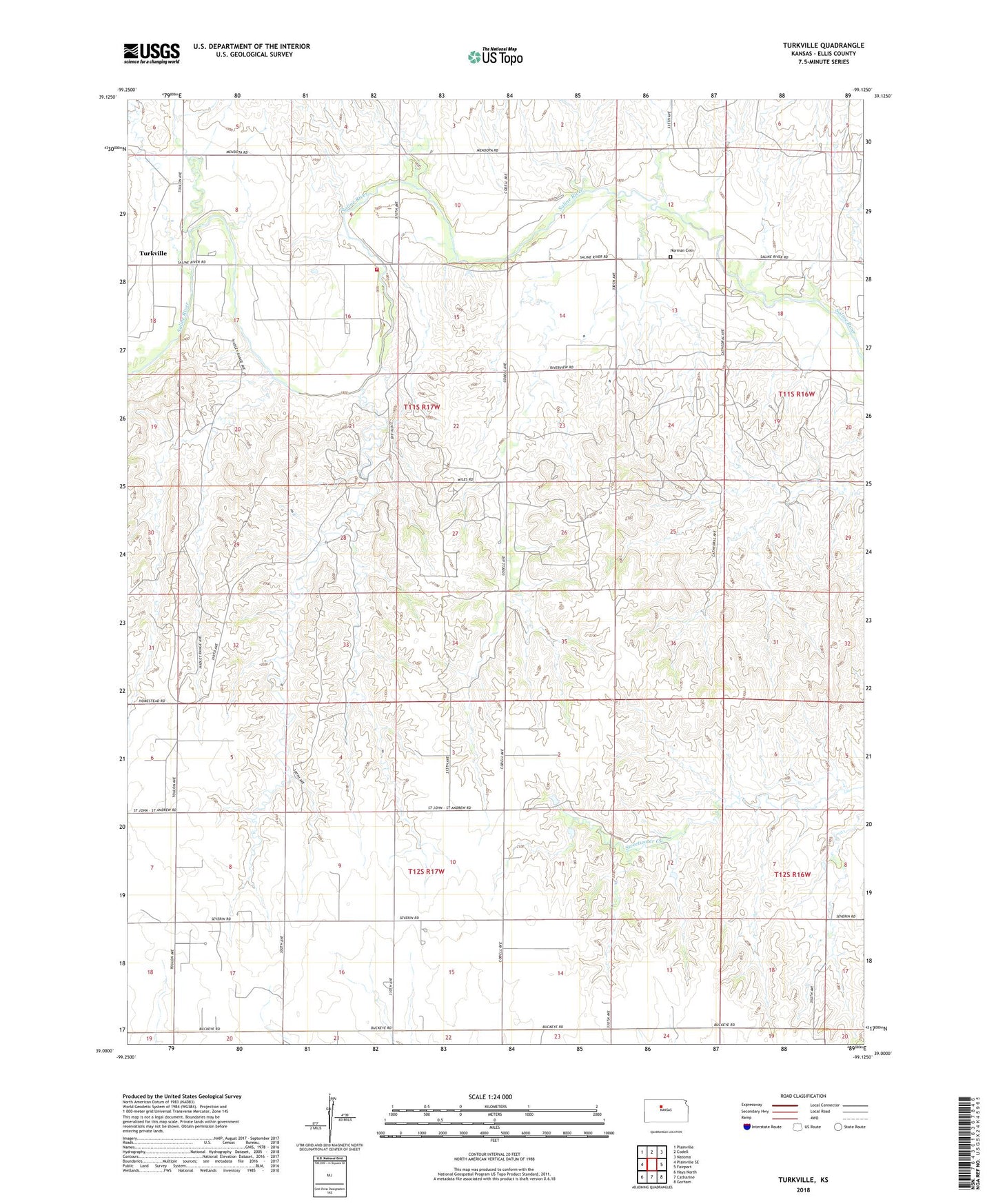 Turkville Kansas US Topo Map Image