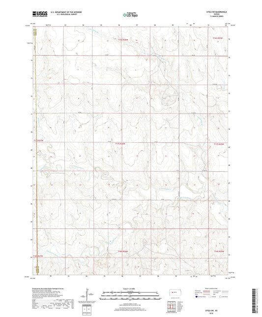 Utica SW Kansas US Topo Map Image