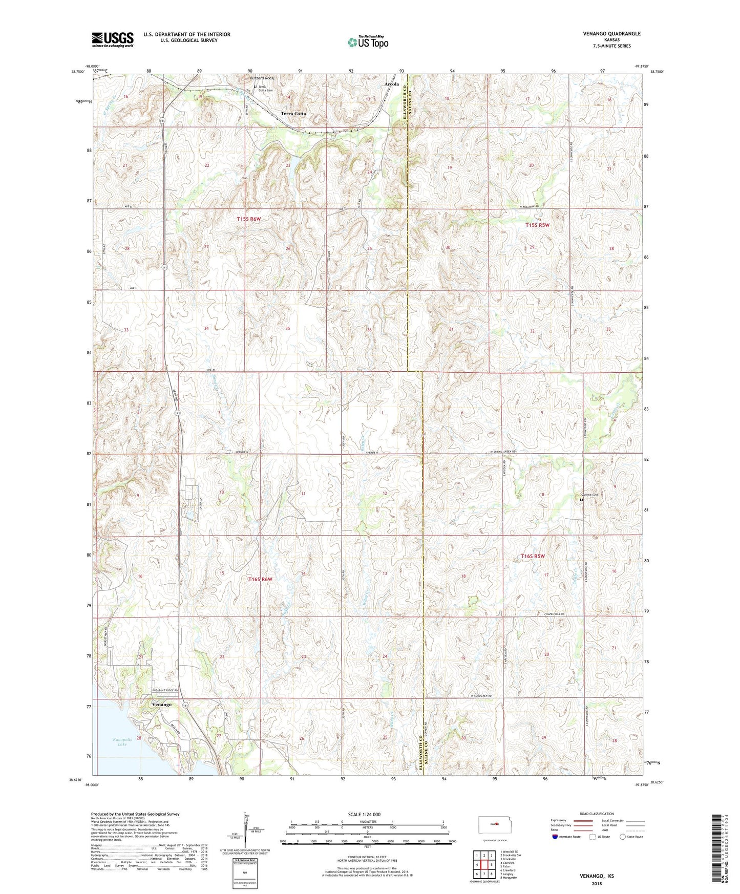 Venango Kansas US Topo Map Image