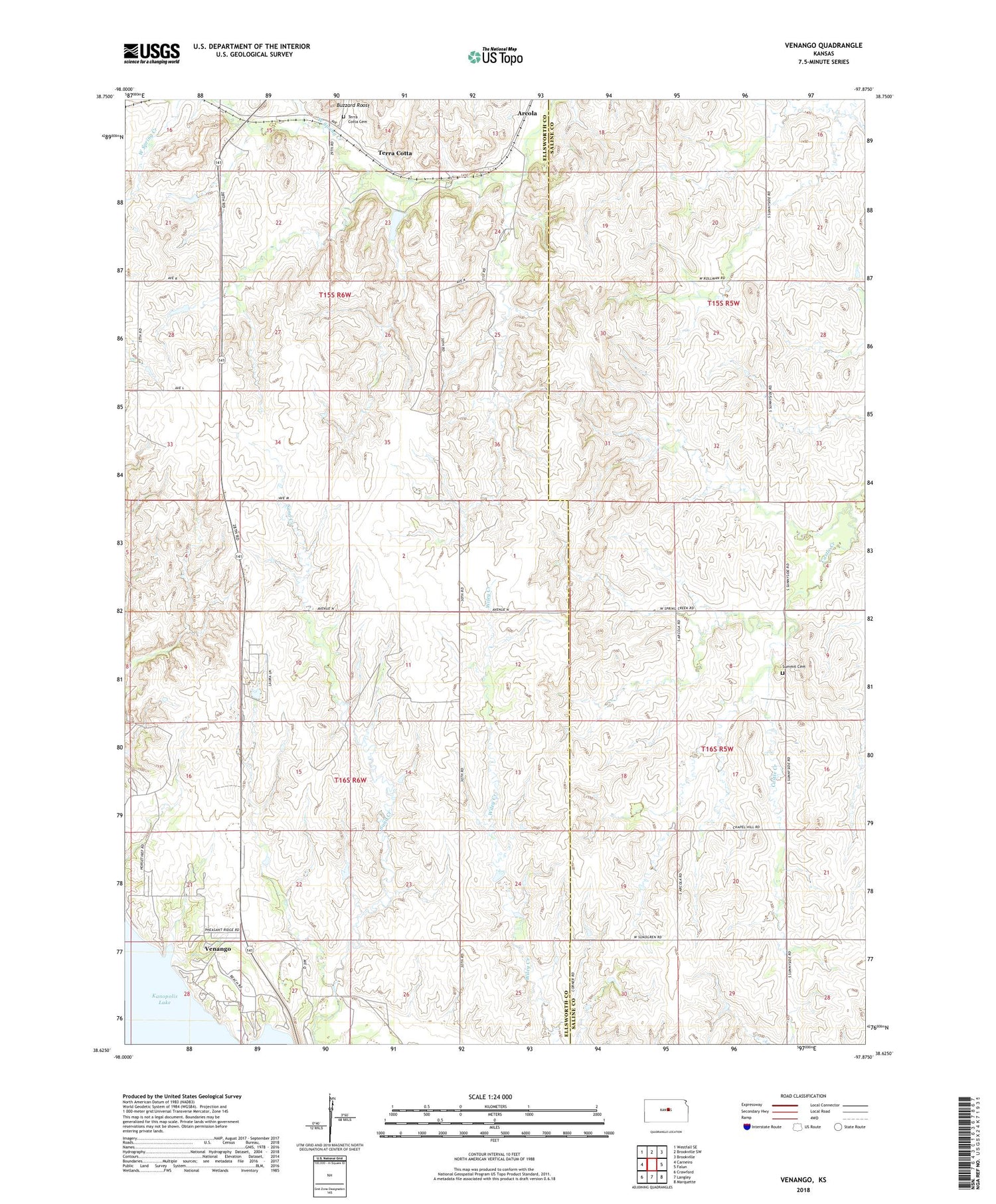 Venango Kansas US Topo Map Image