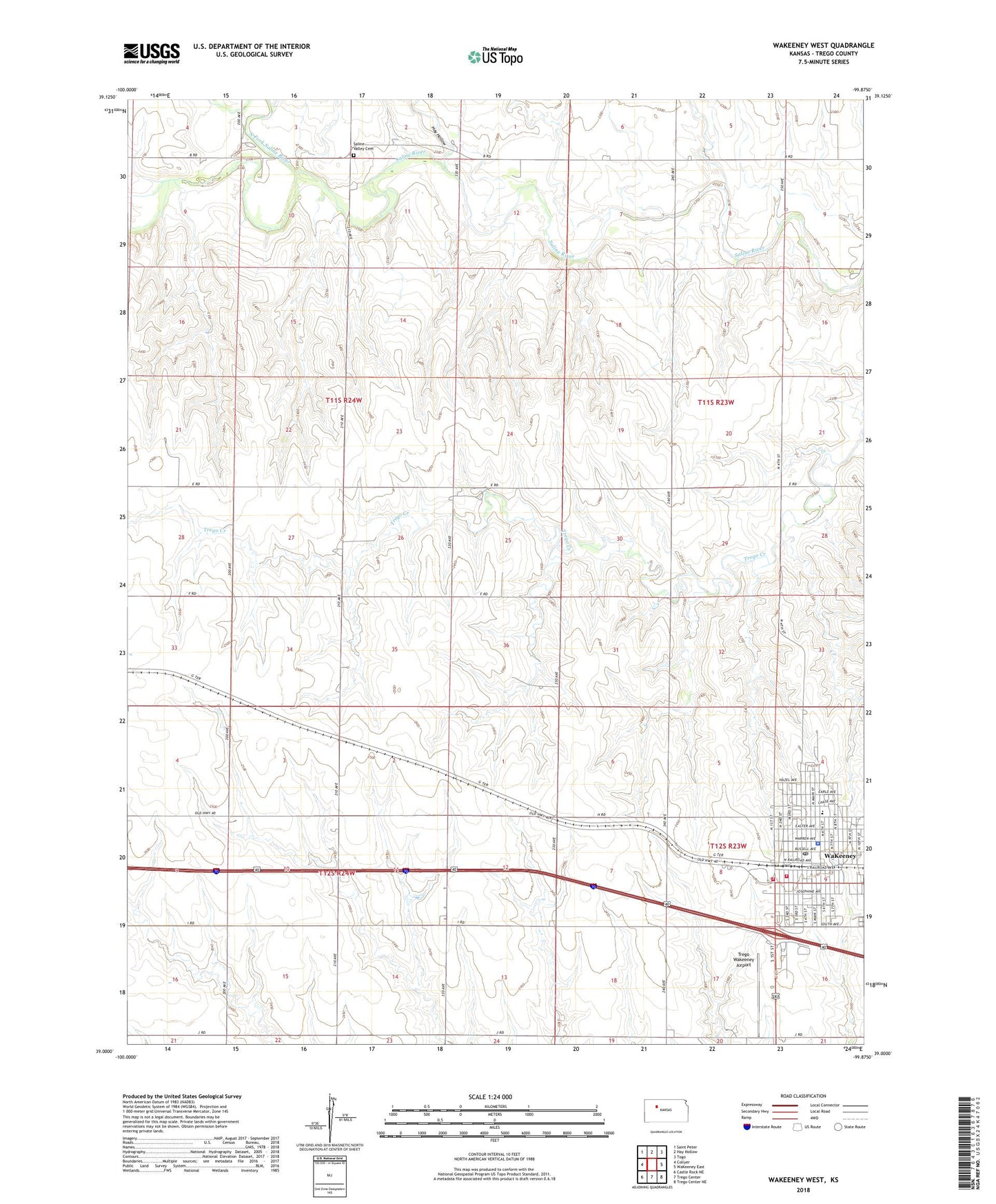 WaKeeney West Kansas US Topo Map Image
