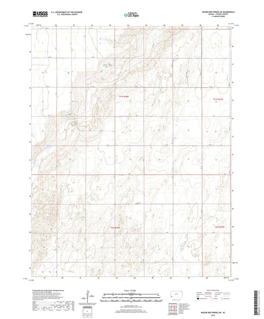 Wagon Bed Spring SW Kansas US Topo Map Image