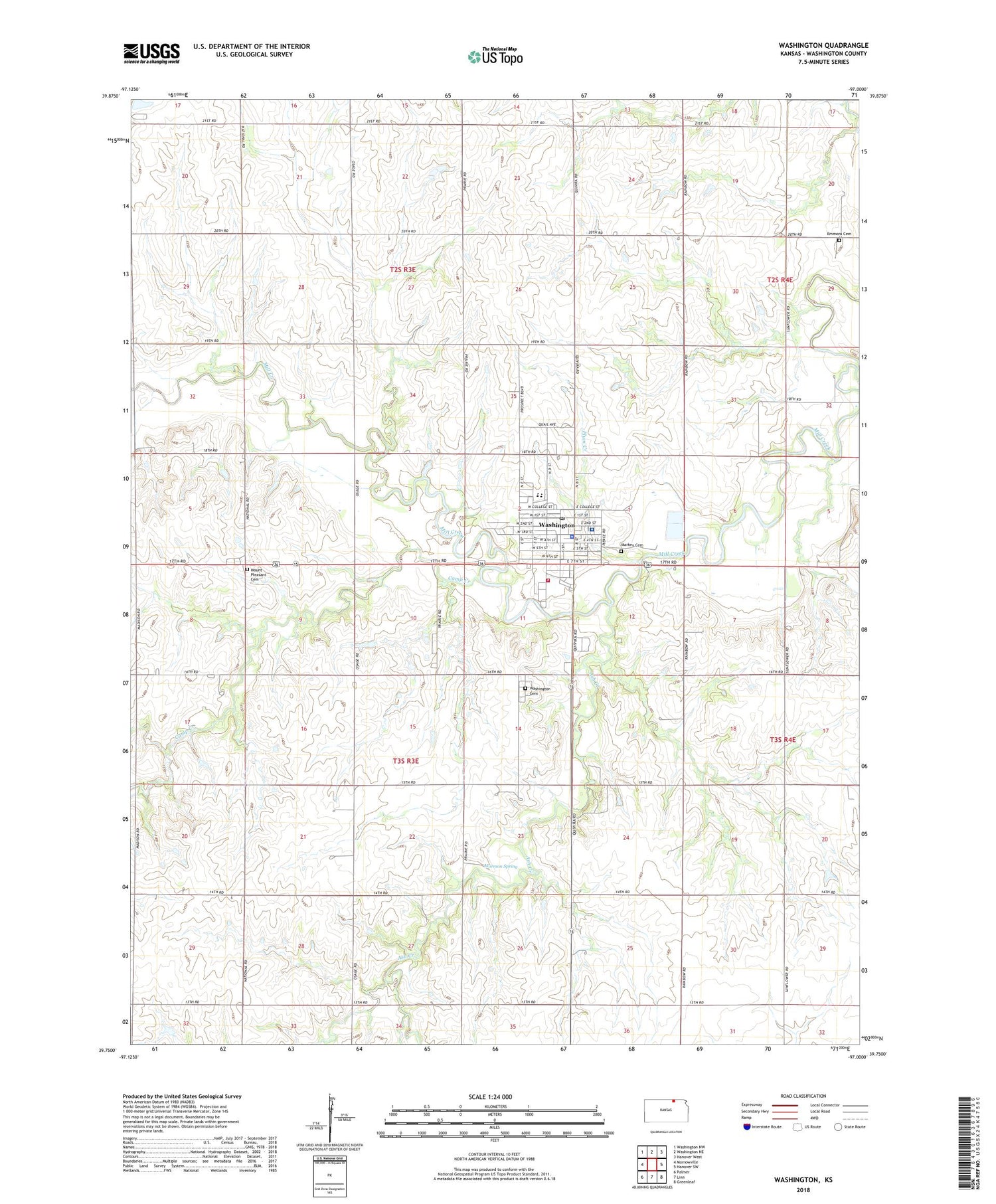 Washington Kansas US Topo Map Image