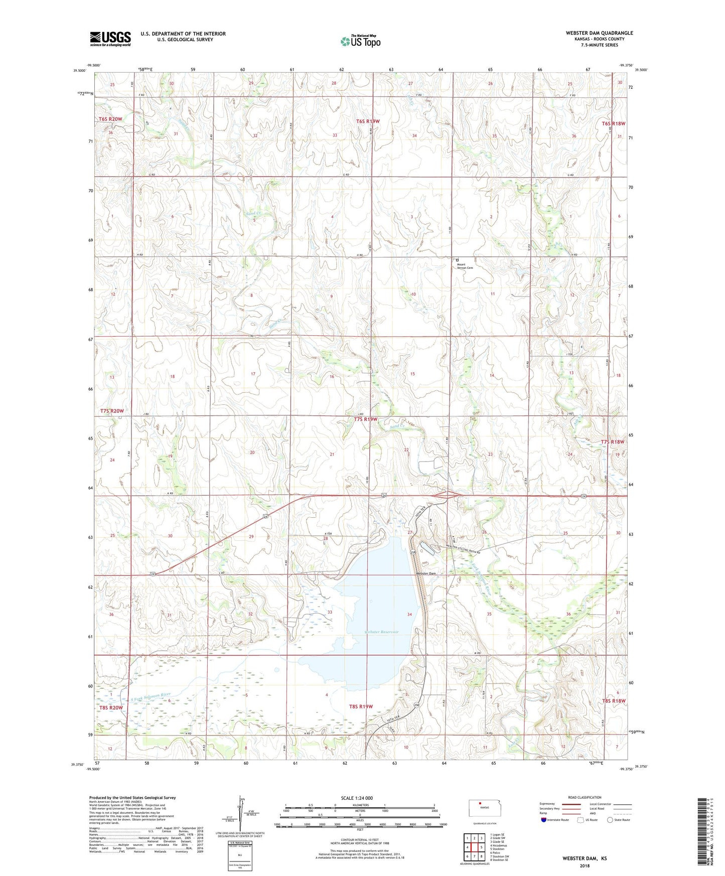 Webster Dam Kansas US Topo Map Image