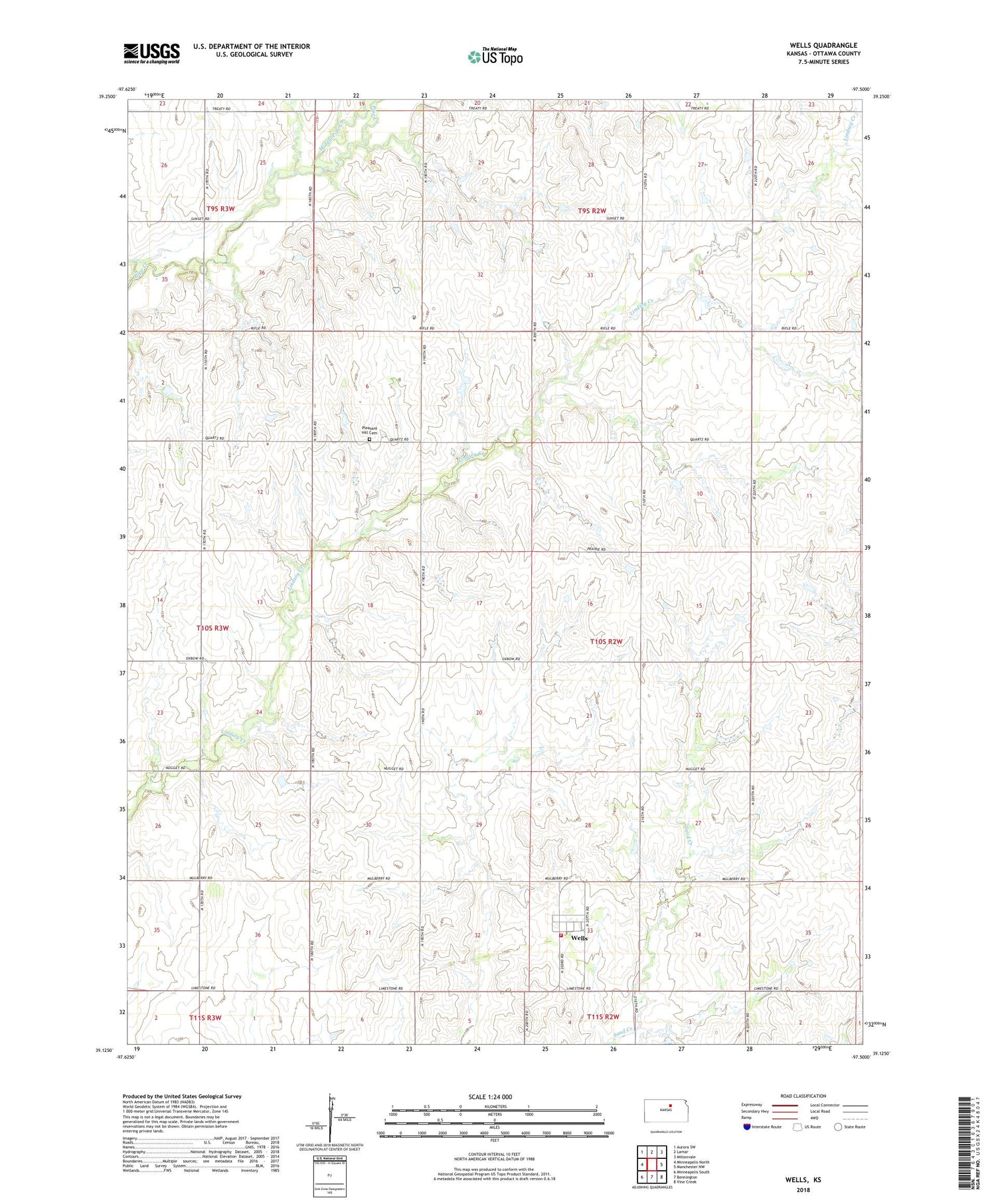 Wells Kansas US Topo Map Image