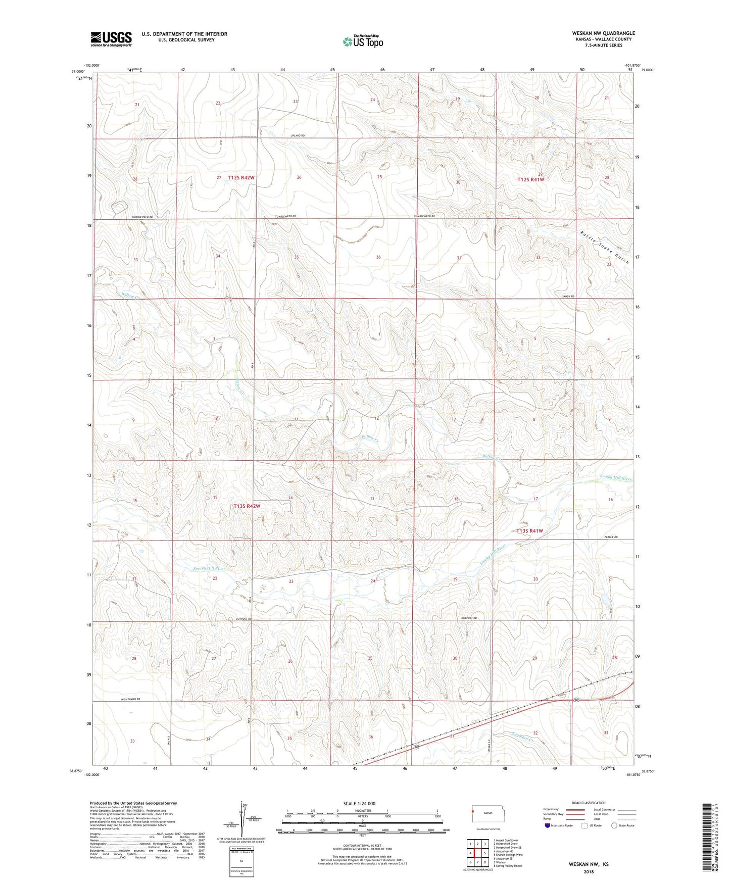 Weskan NW Kansas US Topo Map Image