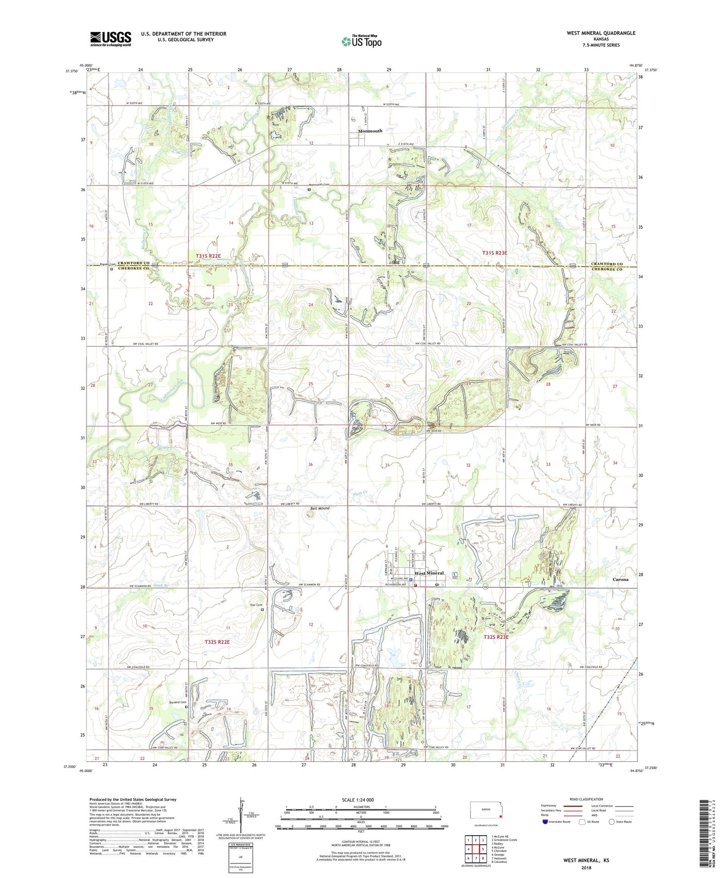 West Mineral Kansas US Topo Map Image