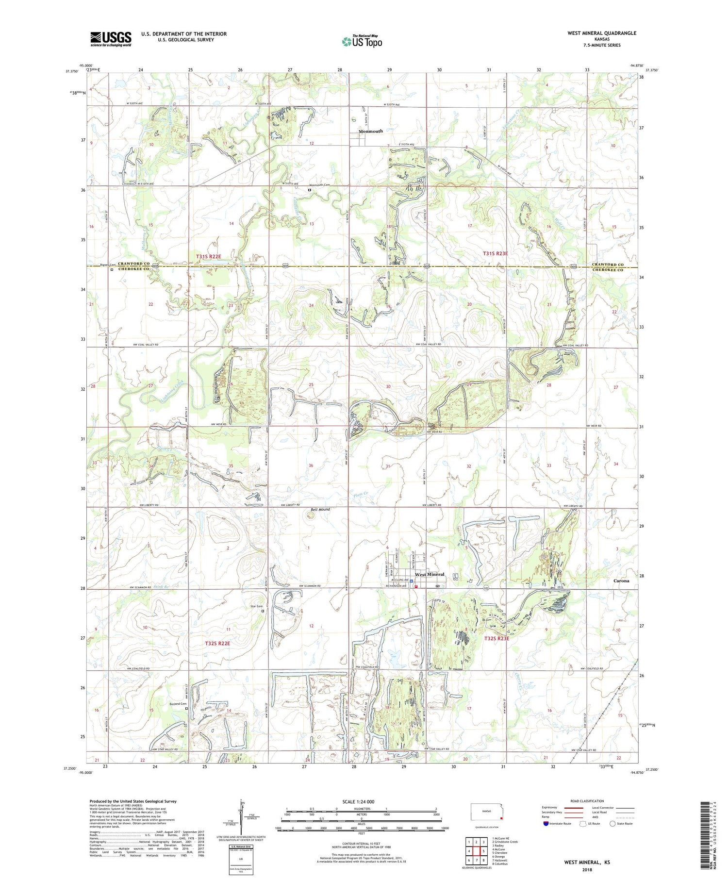 West Mineral Kansas US Topo Map Image